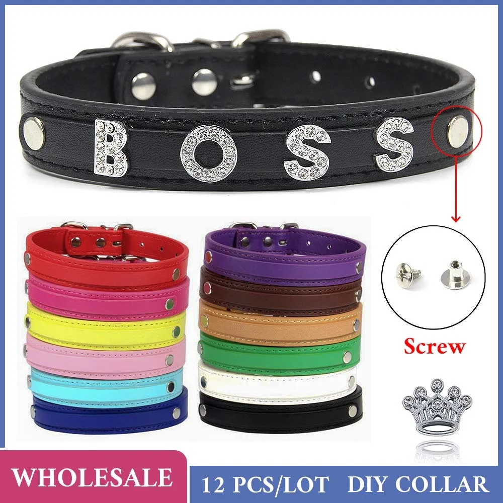 Pet Supplies Wholesale - 12 Buah Grosir Polos PU Kulit